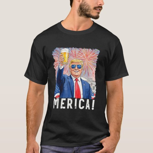 Donald Trump Merica 7月のトランプのサポート4th Tシャツ (正面)