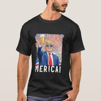 Donald Trump Merica 7月のトランプのサポート4th Tシャツ