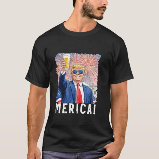 Donald Trump Merica 7月のトランプのサポート4th Tシャツ (正面)