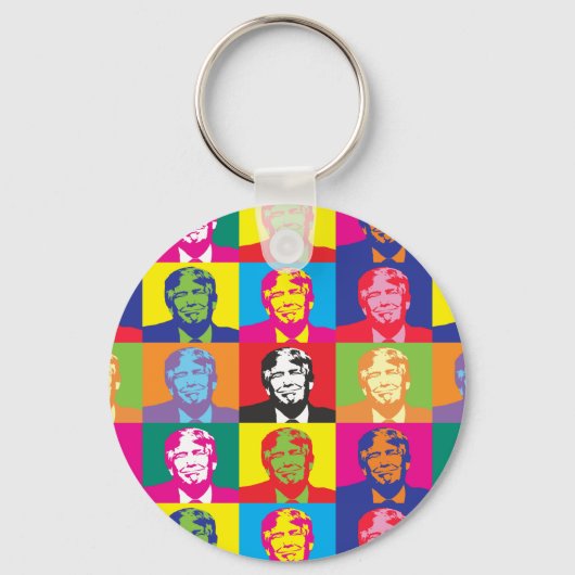 Donald Trump Pop Art Button Keychain キーホルダー (正面)