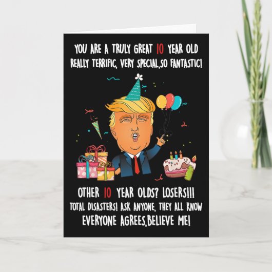 Donald Trump President Funny 10th Birthday Trump B カード (正面)