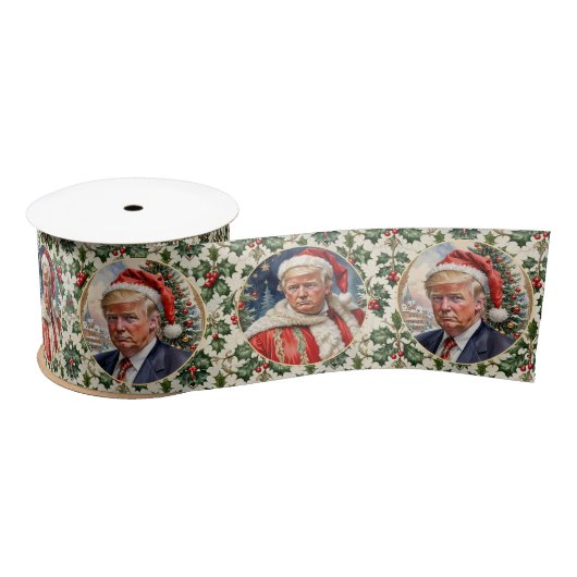 Donald Trump Santa Hat Christmas 3" Luxury  サテンリボン (リール)