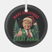Donald Trump Santa hat Make Christmas Great Again ガラスオーナメント (正面)
