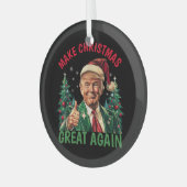 Donald Trump Santa hat Make Christmas Great Again ガラスオーナメント (正面左)