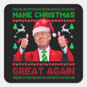 Donald Trump Santa hat Make Christmas Great Again スクエアシール (正面)