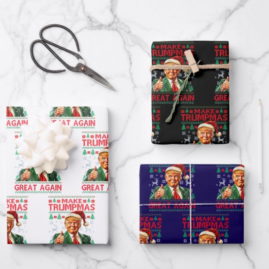Donald Trump Santa hat Make Christmas Great Again ラッピングペーパーシート (正面)