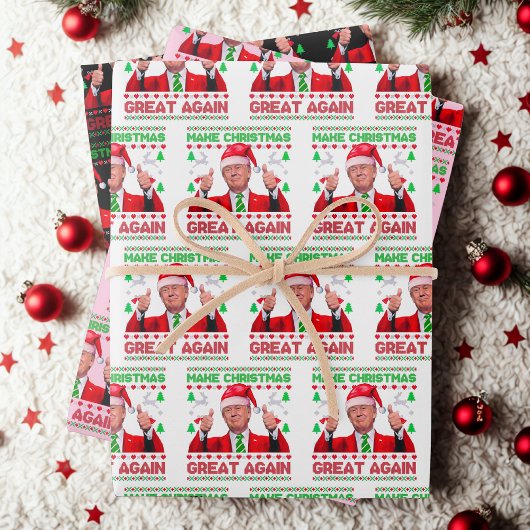 Donald Trump Santa Hat Make Christmas Great Again ラッピングペーパーシート
