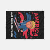 Donald Trump Skiing America - Make Skiing Great Ag フリースブランケット (正面(横))