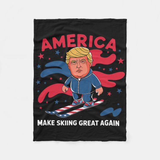 Donald Trump Skiing America - Make Skiing Great Ag フリースブランケット (正面)