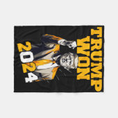 Donald Trump Won 2024 Election Inauguration Men Wo フリースブランケット (正面(横))