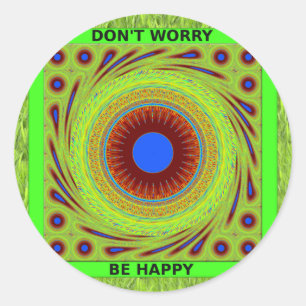 Don'Be Happy Artプリント ラウンドシール