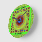 Don'Be Happy Artプリント ラウンド壁時計 (傾斜)