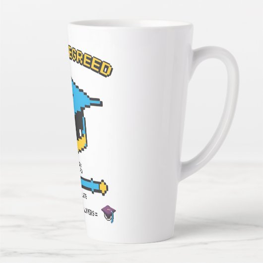 Done & Degreed」 -レトロゲーマースタイル カフェラテマグ (右)