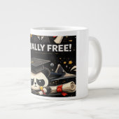 Done Finally Free Graduation Shirt ジャンボコーヒーマグカップ (正面右)