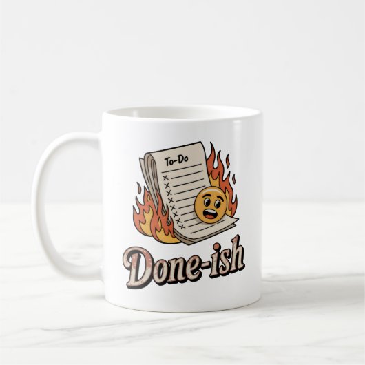 Done-ish | 感情的ユーモアあふれる生産性の罪悪感 コーヒーマグカップ (左)