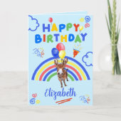 Donkey Birthday Card in Blue カード (正面)