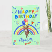 Donkey Birthday Card in Green カード (正面)