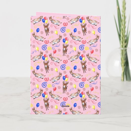 Donkey Birthday Card in Pink カード (裏面)