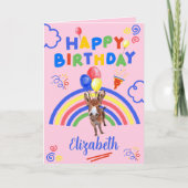 Donkey Birthday Card in Pink カード (正面)