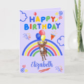 Donkey Birthday Card in Purple カード (正面)
