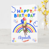 Donkey Birthday Card in White カード (黄色い花)