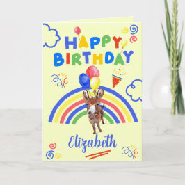 Donkey Birthday Card in Yellow カード