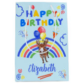 Donkey Birthday Gift Bag in Blue ミディアムペーパーバッグ (正面)
