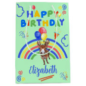 Donkey Birthday Gift Bag in Green ミディアムペーパーバッグ (正面)