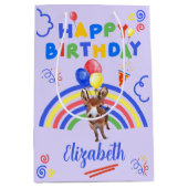 Donkey Birthday Gift Bag in Purple ミディアムペーパーバッグ (正面)
