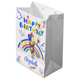 Donkey Birthday Gift Bag in White ミディアムペーパーバッグ
