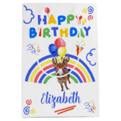 Donkey Birthday Gift Bag in White ミディアムペーパーバッグ (正面)