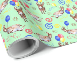 Donkey Birthday Gift Wrapping Paper in Green ラッピングペーパー