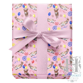 Donkey Birthday Gift Wrapping Paper in Pink ラッピングペーパー