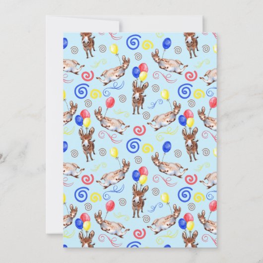 Donkey Birthday Party Invitation Blue 招待状 (裏面)