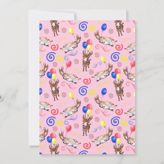 Donkey Birthday Party Invitation Pink 招待状 (裏面)