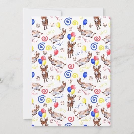 Donkey Birthday Party Invitation White 招待状 (裏面)