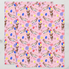 Donkey Birthday Scrapbook Paper in Pink