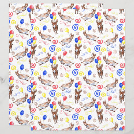 Donkey Birthday Scrapbook Paper in White