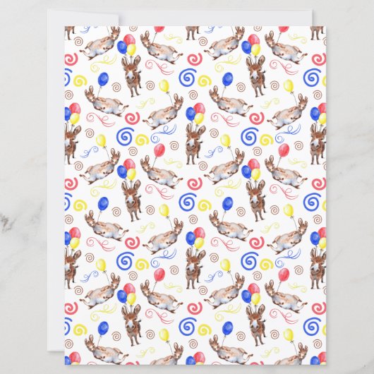 Donkey Birthday Scrapbook Paper in White (正面)
