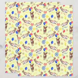 Donkey Birthday Scrapbook Paper in Yellow