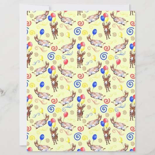 Donkey Birthday Scrapbook Paper in Yellow (裏面)