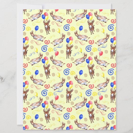 Donkey Birthday Scrapbook Paper in Yellow (正面)