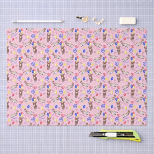 Donkey Birthday Tissue Paper in Pink 薄葉紙 (クラフト)