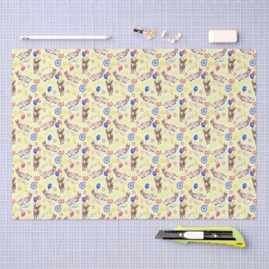 Donkey Birthday Tissue Paper in Yellow 薄葉紙 (クラフト)