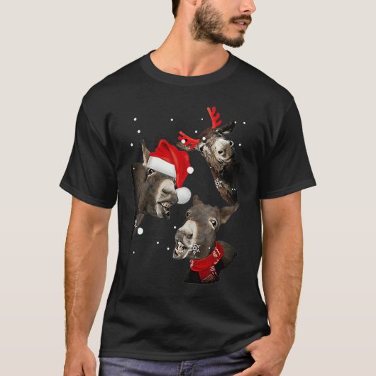 Donkey cute xmas santa tシャツ (正面)