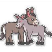 Donkey Desert Sweethearts Burros in Love Nuzzling シール (正面)