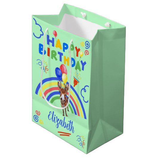 Donkey Gift Bag in Green ミディアムペーパーバッグ (正面アングル)