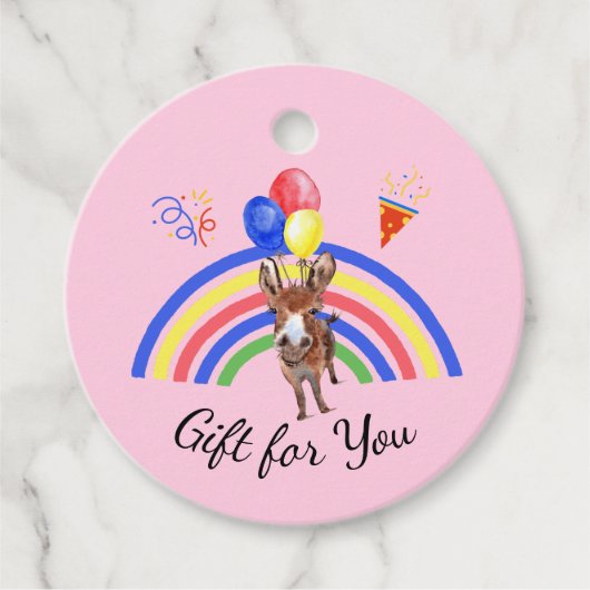 Donkey Gift Tags in Pink フェイバータグ (正面)
