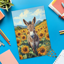 Donkey in Sunflower Field Jigsaw Puzzle ジグソーパズル
