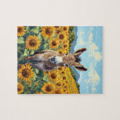 Donkey in Sunflower Field Jigsaw Puzzle ジグソーパズル (横)